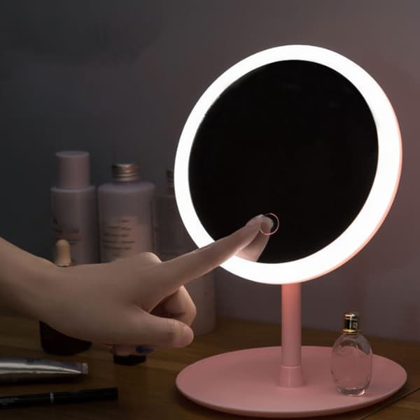 LED Sminkespeil med Justerbart Lys USB Oppladbart Bærbart Toalettspeil