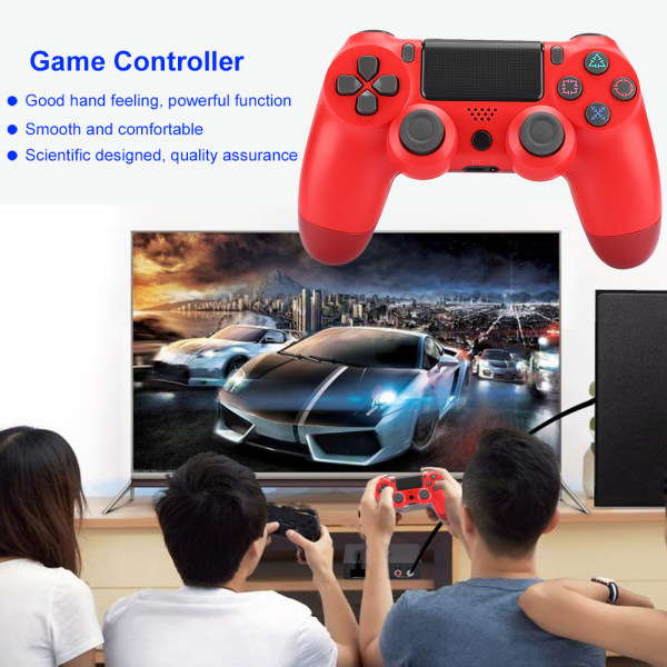 Plastic ABS V2 Program Intelligent Wireless Bluetooth Gamepad Game Controller med hovedtelefonhul til PS4Red