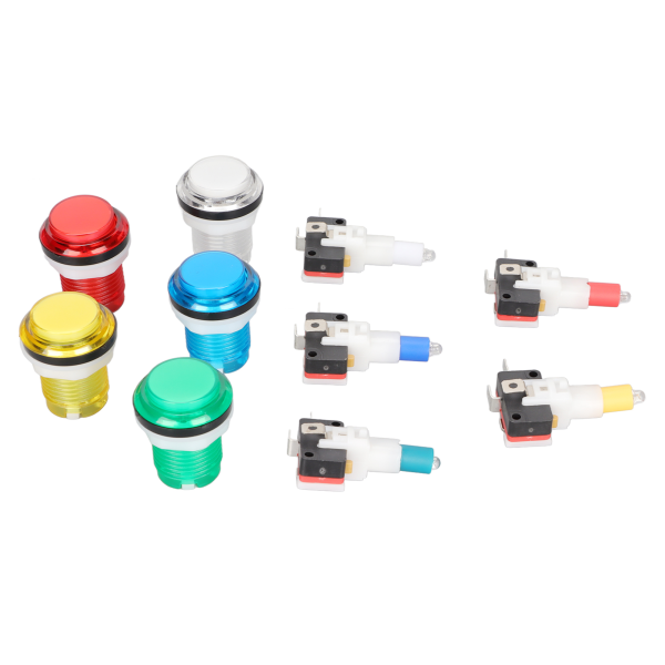 32 mm Arcade Game Push Button 5 farver LED-lys Selvnulstilling DIY Arcade Machine Button Switch til Gamepads- W