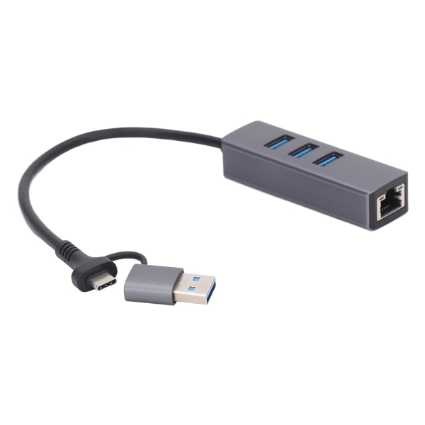 USB-hubadapter med rask overføring, flere grensesnitt, Plug and Play, 1000 Gigabit Ethernet-konverter, RJ45 USB 3.0
