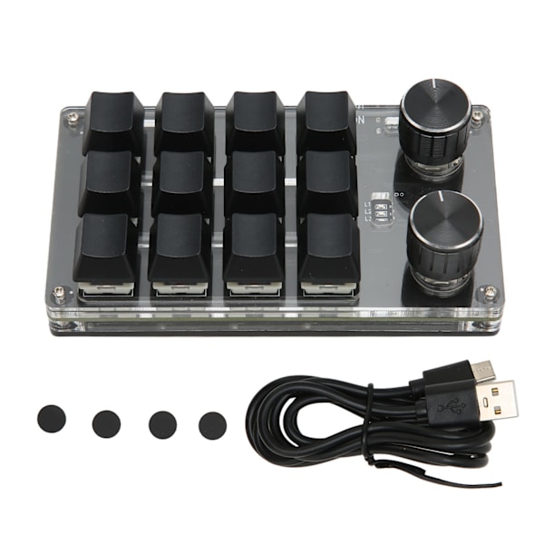 12 Tasters Mini Keypad USB Bluetooth Blå Switch Programmerbar Gaming Kontor Media Sort