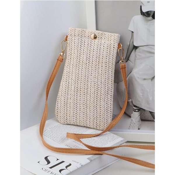 Crossbody-laukut (valkoiset), naisten casual olkikudotut laukut, kudotut olkalaukut, matkapuhelinlaukut