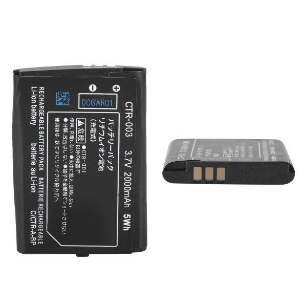 2000mAh oppladbart Li-ion-batteri med stor kapasitet, erstatning for Nintendo 3DS