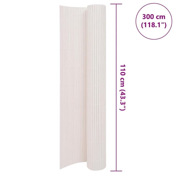 【bt02】vidaXL Insynsskydd 110x300 cm Vit Vit white