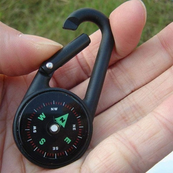 Multifunktions mini karabinhage 3 i 1 kompas udendørs termometer Vandring Survival krog Ring karabinhage kæde Værktøj camping