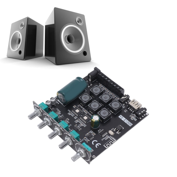 2.1 Kanals Strømforsterkerkort Bluetooth Stereo Lydforsterkermodul DC12‑24V 50Wx2+100W