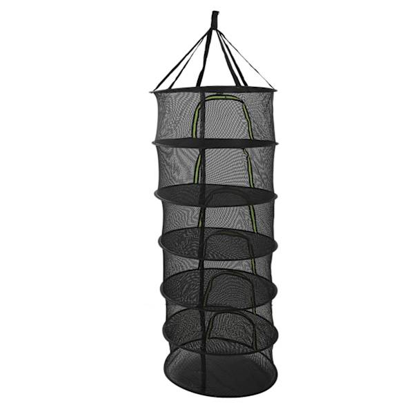 Foldbar Plante Tørring Net Multilayer Lynlås Design 60cm Diameter Urte Knopper Tør Net med Opbevaringspose 6 Lag