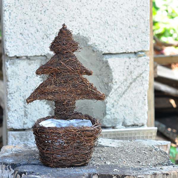 (Pakkaus koko 35*18*18cm) Rattan kukkakori joulukuusen koriste sammakko rottingista kudottu mehikasvien istutuskori vedenpitävällä kalvolla