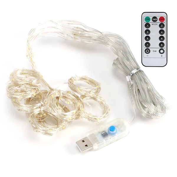 3x1m Vandtætte USB-drevne 100 LED Gardinlysstreng til festlig og festlig dekoration