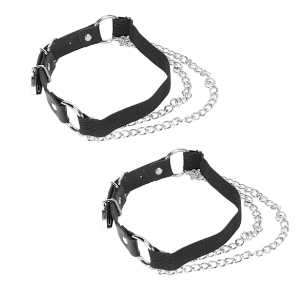2 stk. Kvinders Benstrømper 45,5 cm Lange Kunstig Læder Metal Kæde Justerbare Spænder Lårbælte til Cosplay Fest Halloween