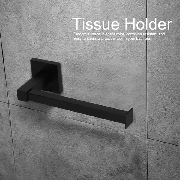 Sort vægmonteret toiletpapirholder badeværelseshylde