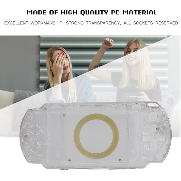 Etui-dekselutskifting Full Shell Housing Set med knappesett for PSP 1000 (Transparent)