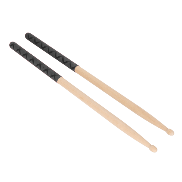 5A trommestokke til voksne Børn Begyndere Ahorn træspids trommestikker med anti-slip gummihåndtag til musikinstrument tilbehør Sort X mønster