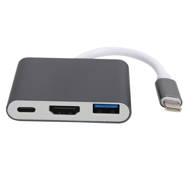 USB C 3.1 Hub -sovitin 3 in 1 -muunnintelakka HDMI 4K:lla, musta harmaa