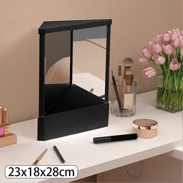[02]Ikke-vendende spejl til makeupkompakt Makeupspejlgave til kvinder Sort Sort Black Large Size