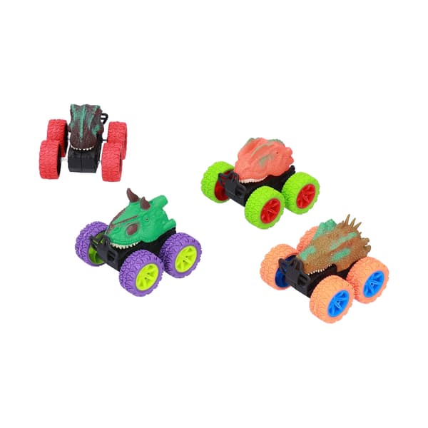 4 stk. Mini Dinosaur Modelbiler Træk Tilbage Legetøjsbiler Assorterede Farver Plastik Dinosaur Billegetøj til Drenge Gaver