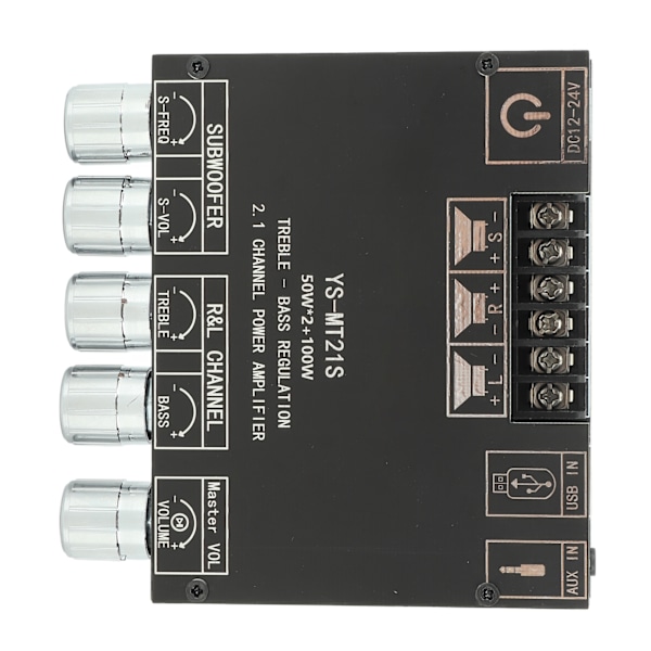 Digital lydforsterkermodul 2.1 kanaler DC 12‑24V Bluetooth forsterkerkort for butikk hjemmekinohøyttalere