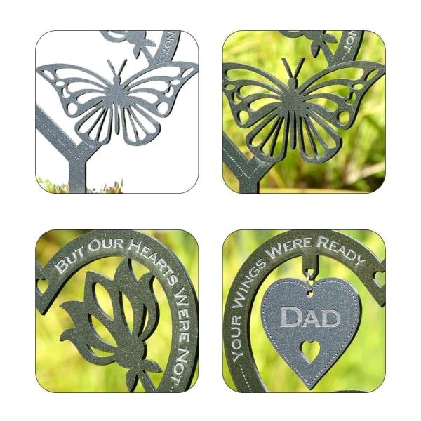 1 minnegave sommerfugl hagearbeid kort hage personlig minneplakett grå 16,1*13,7*5,1 cm