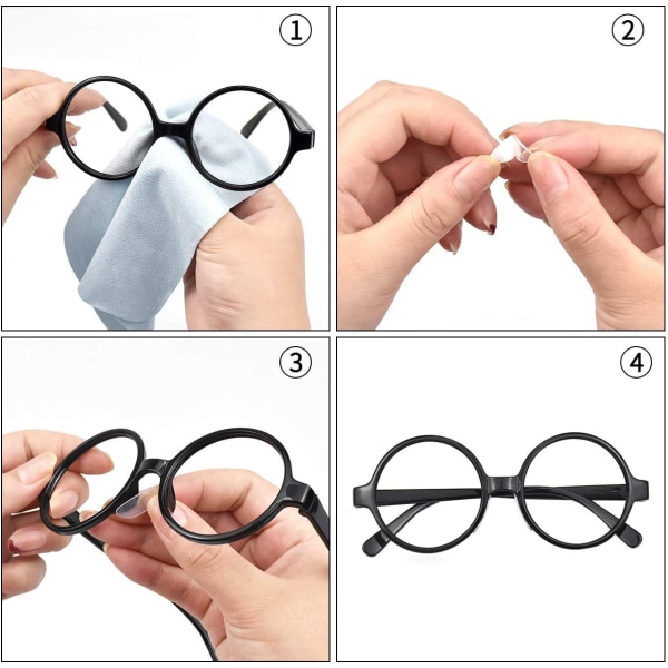 40 paria 1 mm liukumattomat silikoniset nenätyynyt Liimalliset nenätyynyt lasit aurinkolasit silmälasit (läpinäkyvä + musta)