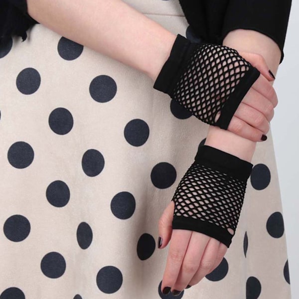 Mesh Kortar Handskar Andningsbara Elastiska Klassiska Fingerlösa Fiskgarn Handskar för Bröllop Fest Cosplay Prestanda Svart