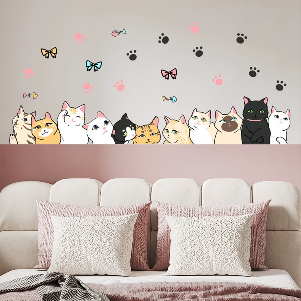 Wall Stickers Cute Cat Wall Stickers Veggdekaler for soverom Stue Vegg TV