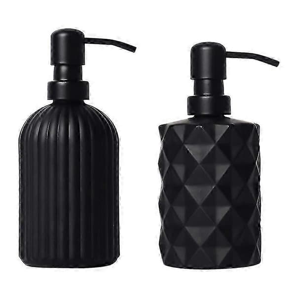 2 st mattsvarta tvålpumpar, 400 ml / 325 ml glas handtvålpump set för badrum och kök