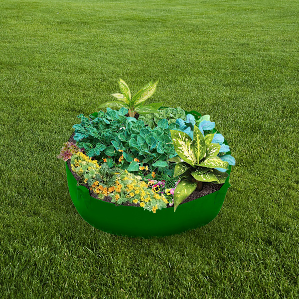 Filtväxtpåse med en diameter på 126 cm och en höjd på cirka 30 cm, grön 100 gallon med 4 bärbara handtag