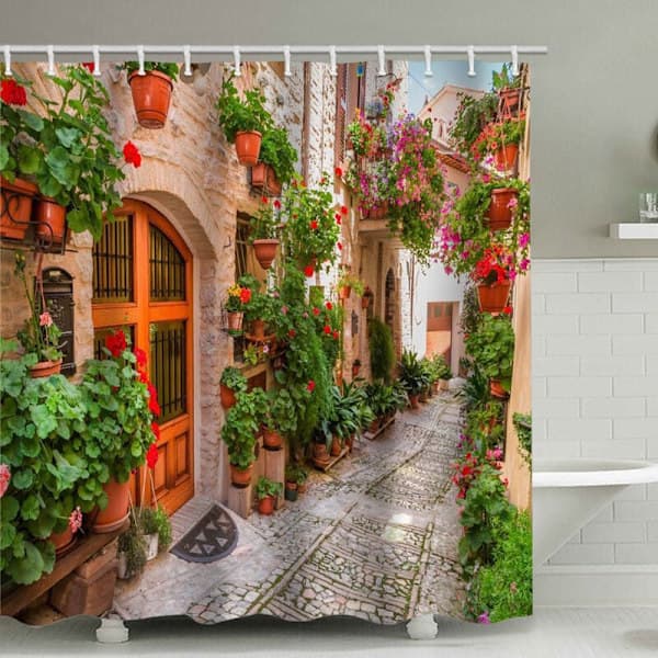 200 x 230 cm Duschdraperi Blommig Gata Tryckt Duschdraperi