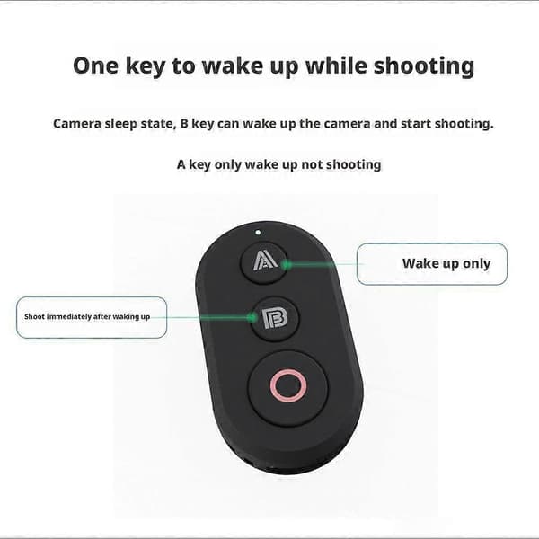 Remote Control for DJI Osmo Action 4/5 Pro, Wireless with Wrist Strap, One-Button Wake-Up, Compatible with Action Cameras Svart