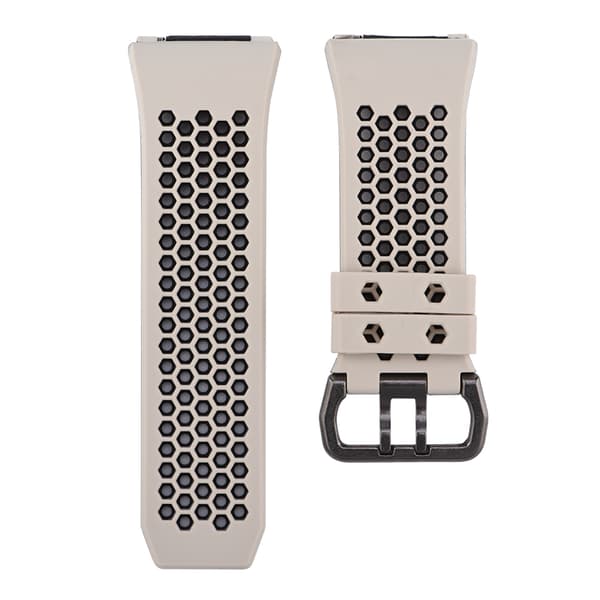 Fitbit Ionic Erstatning Silikon Sportsarmbånd Beige og Svart Rem