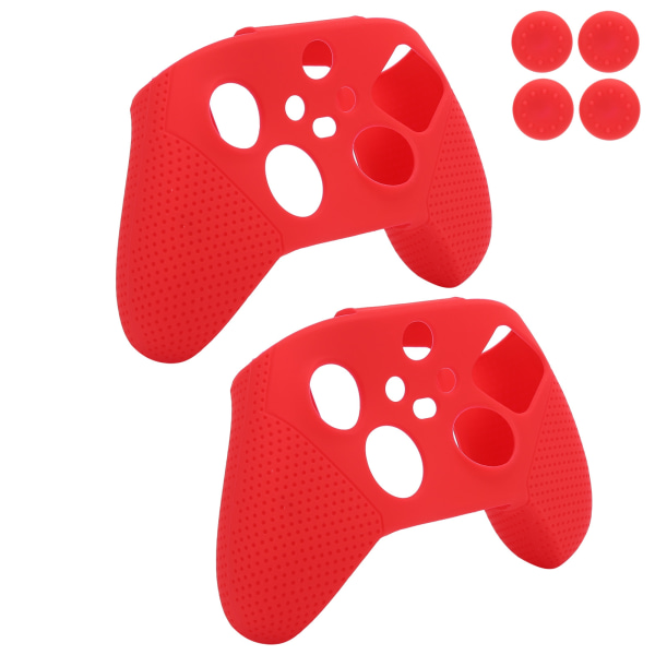 2 kpl Liukumattomat Silikoninen Pelikonsolin Suojaus Pelikahvan Kahva Xbox Series S X:lle (Punainen)