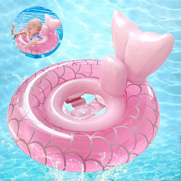 (Ikke tilgængelig i Storbritannien) 1 stk. baby pool svømmering med svømmesæde oppustelig svømmering lyserød 63*47cm
