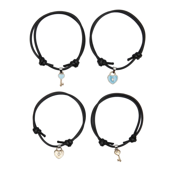 10 stk. Hjerteformet Armbånd Nylonreb Justerbar Længde Let at Matche Stilfuldt Armbånd Smykker til Par Kvinder Mænd Gave Blå