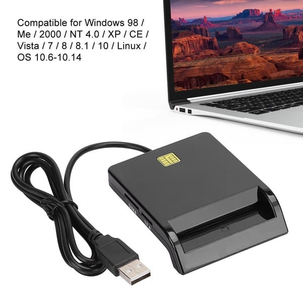 Smart Card Reader Sort Kompatibel med Windows Linux Mac OS