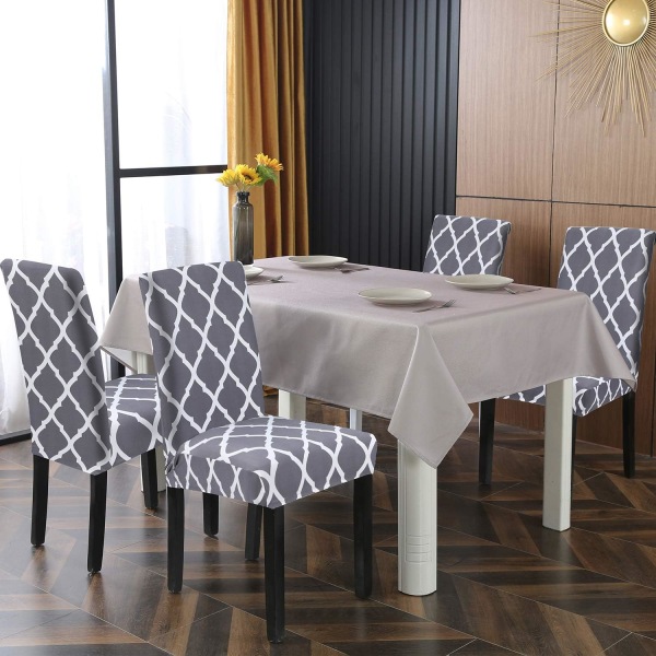 Ruokasalin tuolinpäälliset 6 set , Stretch Spandex keittiön tuolin päälliset Irrotettavat pestävät geometriset tuolinpäälliset Suoja ruokasaliin, Hote