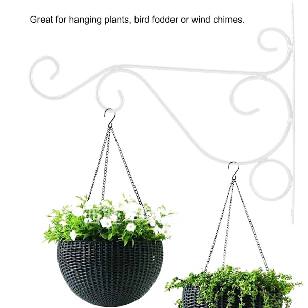 Vit Väggfäste för Växtställ i Järn - Dekorativ Blomkrok för Hem & Trädgård - 30x21cm