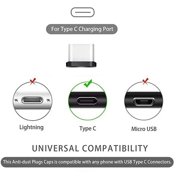[BT02]4-pakkaus USB-C pölysuoja puhdistusharjalla iPhone & Samsung -puhelimille[JUN] Silver