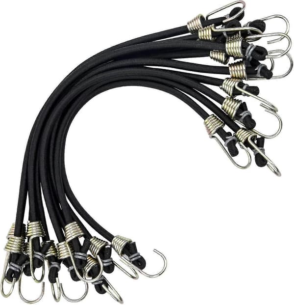 Pakke med 10 elastiske stropper, bagasjestropper med kroker, korte elastiske stropper