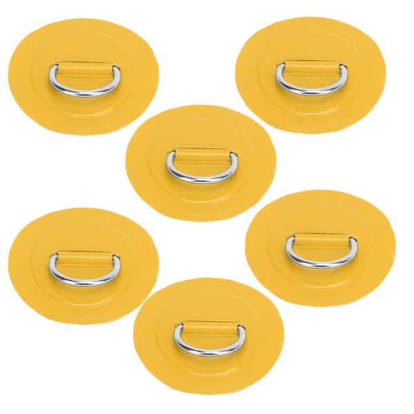 6 stk. oppustelig båd D-ring Pad Patch PVC Holdbart marint rustfrit stål fast spænde (gul)
