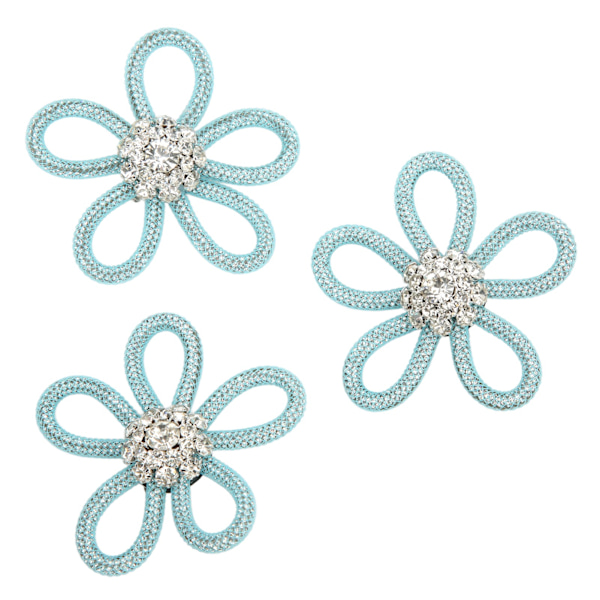 3 st Brocher för Skor Söta Färger 6cm Rhinestone Bred Blomma Form Kläder Broch för Skor Väska Bröllopsklänning Blå Mesh Vit Rhinestone