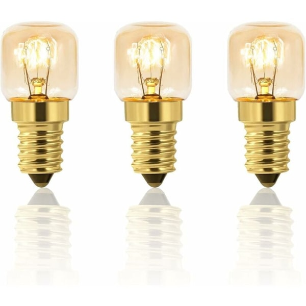 3-pak 25W dæmpbar ovnpære, E14 T22, 25W glødelampe, varmebestandig op til 300 grader, varm hvid, ovnkøleskab, saltlampe, ovn, grill