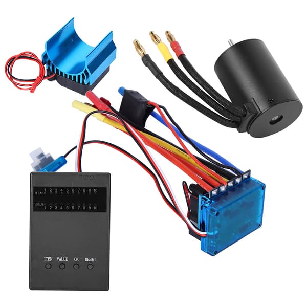 3650 Motor 4300Kv Brushless ESC Køleplade Programkort Sæt til 1/10 RC Bil (60A)