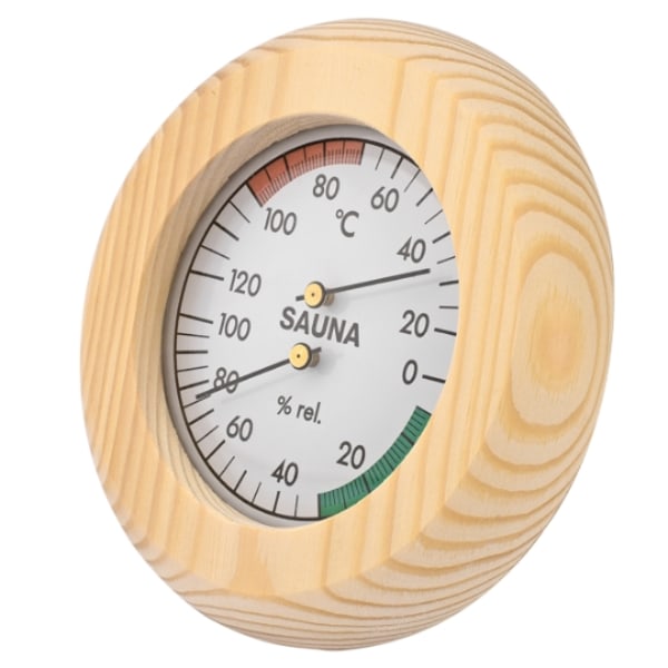 Bastuklimatmätare - Bastuhygrometer - Bastutermometer - Manuellt justerbar - 2in1 bastutemperatur- och fuktmätare - Ädelved - Diameter 13.