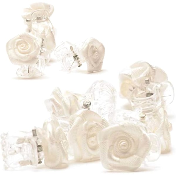 10 stk, Hårspenner prydet med roser, White Flower Barrette, elegante hårspenner, brudehår smykker Woman Girl