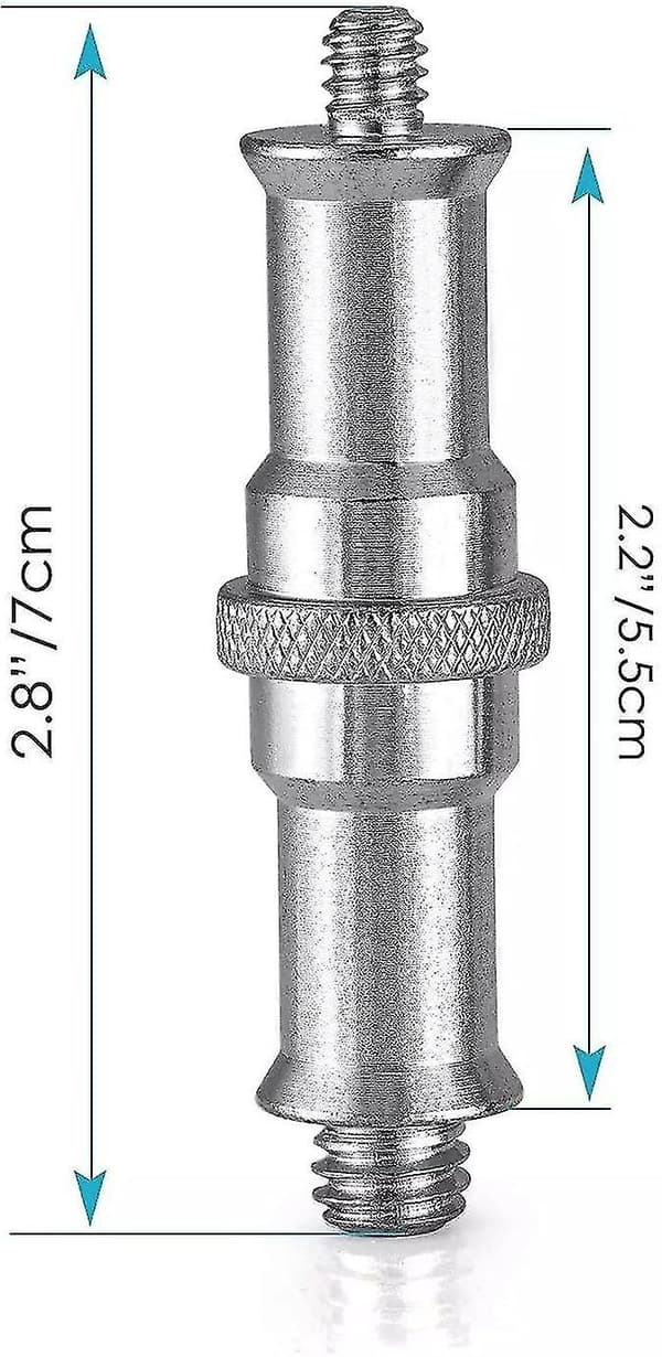 1/4 til 3/8 tommer Metall Hann Konverter Gjengeskruadapter Spigot Stud for Studio Lysstativ, Adapter, Kulehode, Trådløs Blitsmottaker, 2-pakning