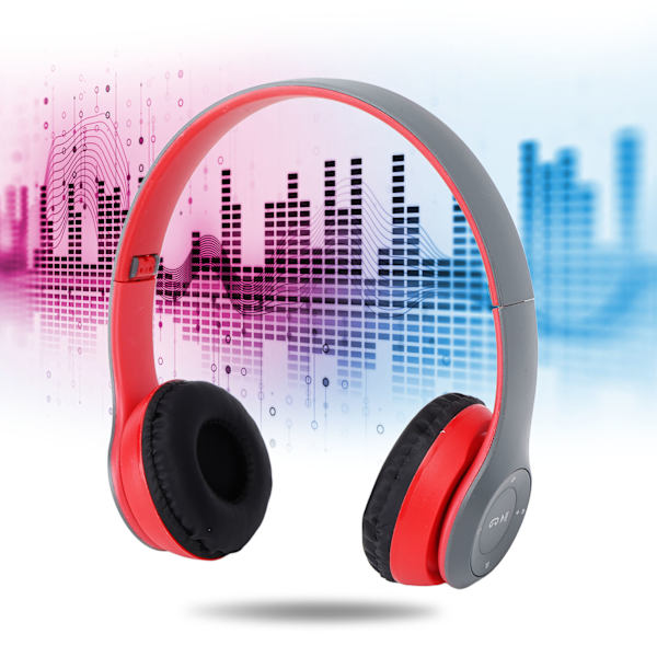 P47 BT Bluetooth-hörlurar med brusreducering, vikbara, trådlösa hörlurar för sportälskare, musikälskare, present till kvinnor och män, röd