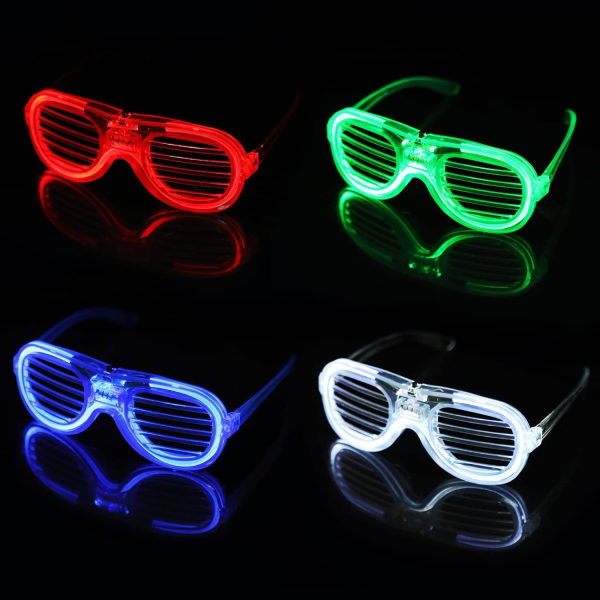4-osaiset Led Light Up -lasit, vilkkuvat Led Cyberpunk -lasit discobileisiin, cosplayiin, halloweeniin, livekonserttiin, upea mekko