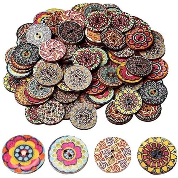 50 stk træknapper, 1 tomme vintage runde knapper retroknapper