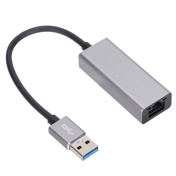 USB 3.0 Ethernet Adapter i Aluminium - Gigabit Ethernet Netværksadapter Kompatibel med Switch, Bærbar PC