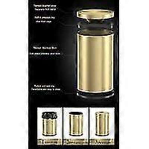 Metallic Gold Steel Bathroom Bin with Swing Lid, 9L Compact Waste Bin